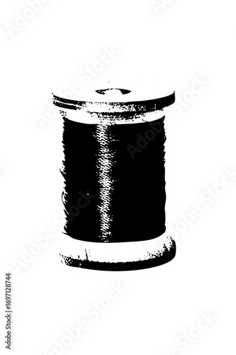Vector Black thread spool with textured details.