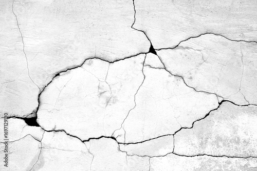 White black grey concrete wall, floor with cracks, texture background