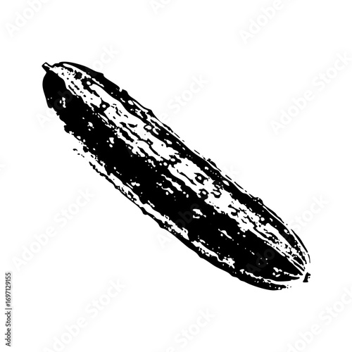 Vector Detailed black and white of a cucumber vegetable.