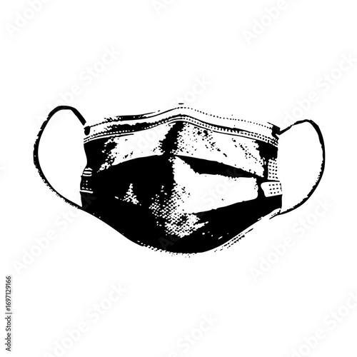 Vector Detailed monochrome of a protective face mask.