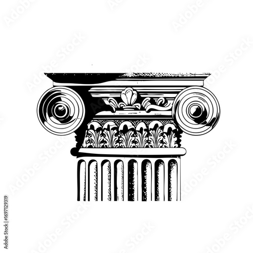 Vector Detailed Ionic Order Column Capital