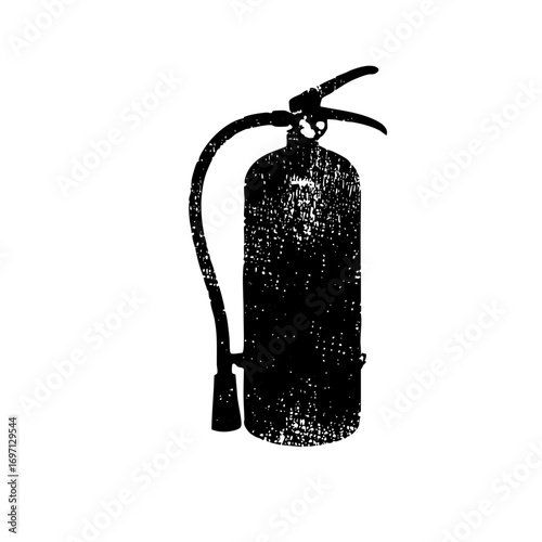 Vector Black silhouette of a fire extinguisher safety equipment.