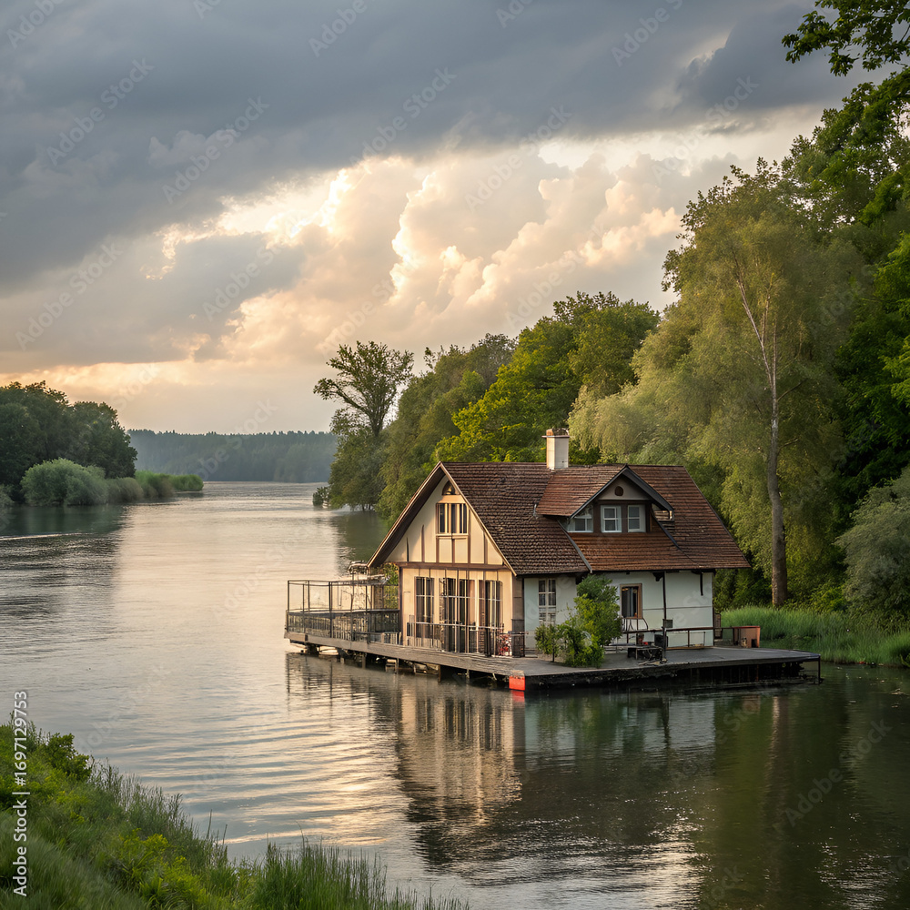 Obraz premium houses on the river