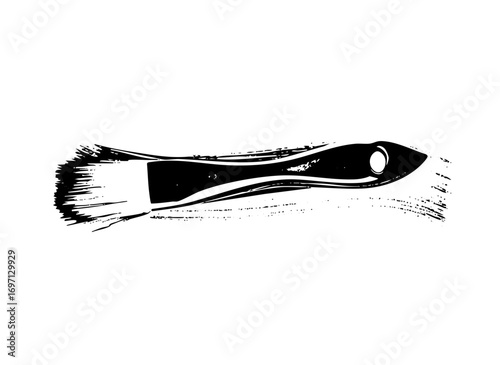 Vector Black makeup brush with bristles