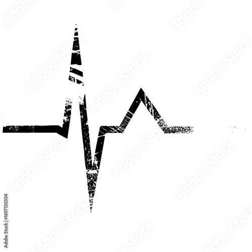 Vector Distressed heartbeat with a flame element.