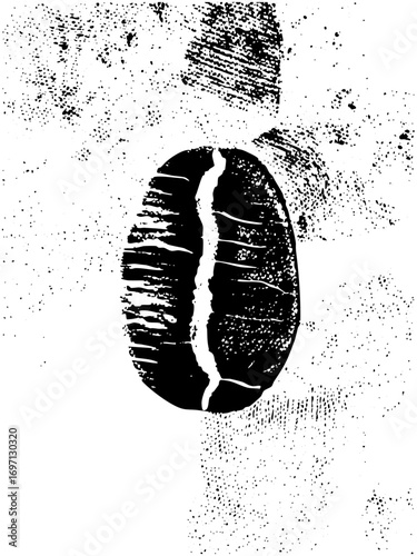 Vector Bold coffee bean with textured details.