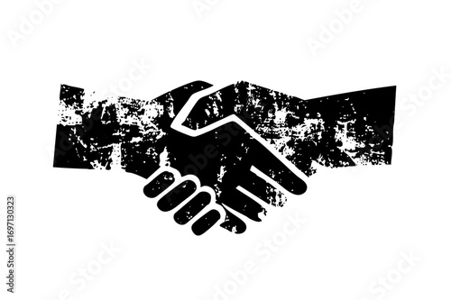 Vector Distressed handshake conveys agreement and partnership.