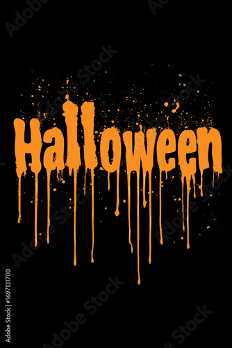 Halloween title with drippy spooky font. Orange type isolated on back.