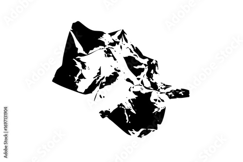 Vector Dramatic mountain range in black and white.