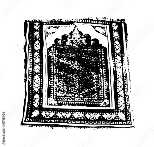 Vector Intricate prayer rug with arched niche .