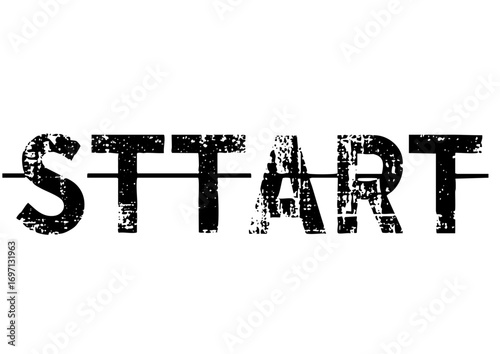 Vector Distressed typographic featuring the word START.