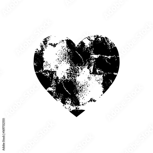 Vector Heart shaped world with distressed texture