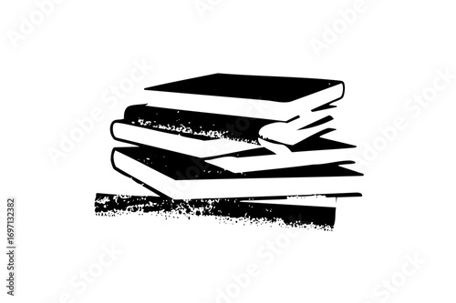 Vector Stacked books in monochrome style.