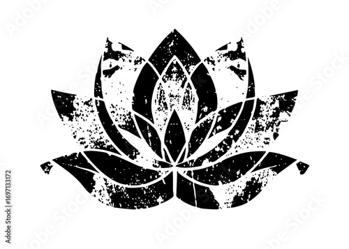 Vector Detailed black lotus flower with a distressed texture.