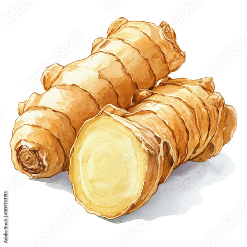 Ginger, watercolor vector, isolated on a white background.
