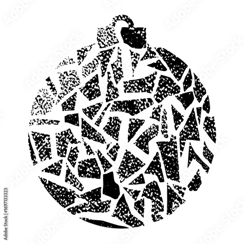 Vector Abstract spiral composed of textured geometric fragments.