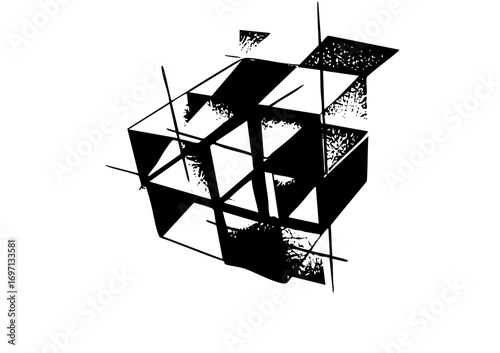 Vector Abstract geometric cube with intersecting lines.