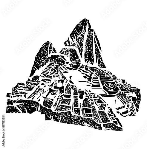 Vector Abstract mountain range with sharp geometric shapes.