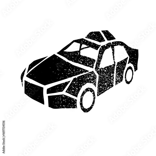 Vector Geometric car with distressed texture