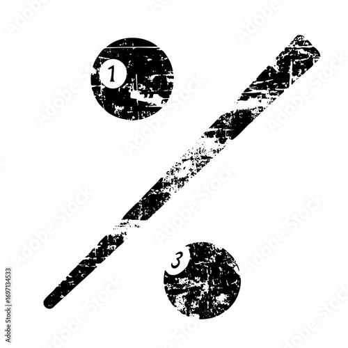 Vector Billiard game elements featuring a cue stick number one and number three balls.