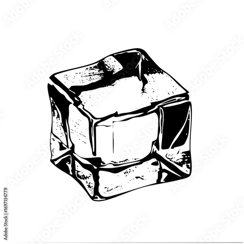 Vector Detailed of a crystalline ice cube.
