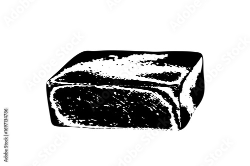 Vector Black and white of a rectangular meat cut.