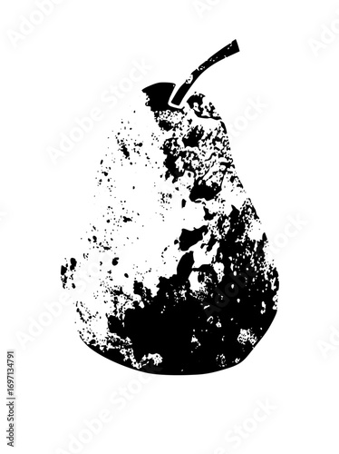 Vector Distressed pear with stem and textured surface.