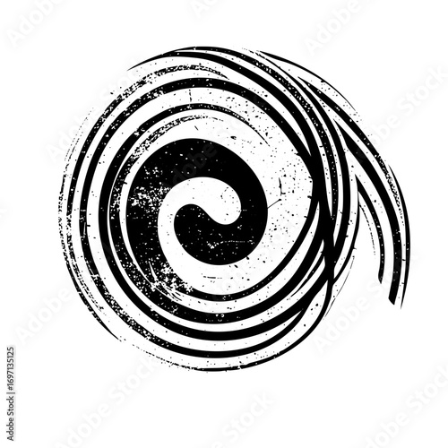 Vector Dynamic spiral swirl with textured brushstroke effect.