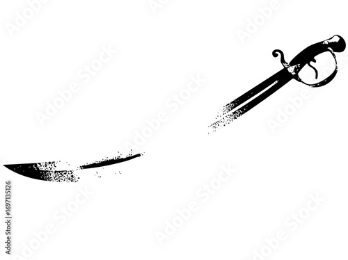 Vector Vintage saber with a distressed fragmented trail.