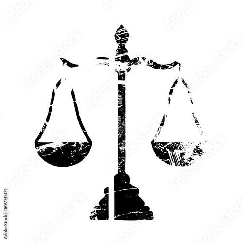 Vector Scales of Justice with Cracked Texture
