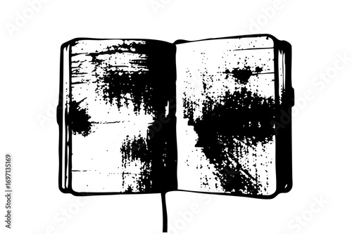 Vector Open journal with textured pages