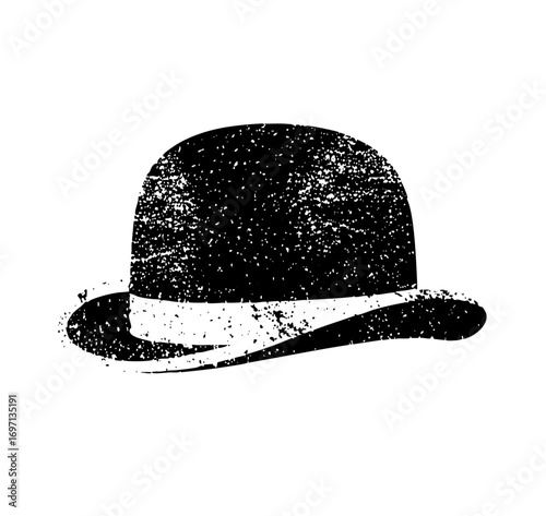 Vector Vintage bowler hat with distressed texture.