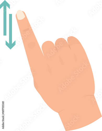 Flat Design Hand with Finger Swiping Up and Down Gesture Illustration Graphic