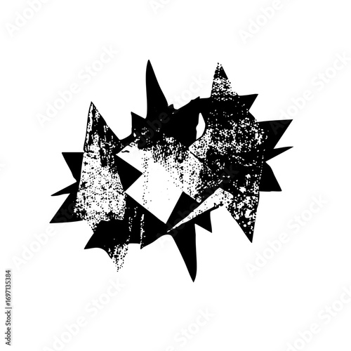 Vector Abstract jagged burst shape with distressed texture.