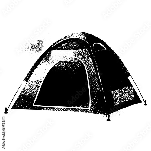 Vector Detailed of a camping tent with guylines.