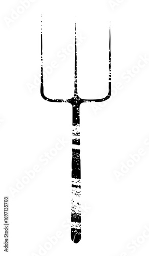 Vector Monochrome pitchfork with a distressed texture.