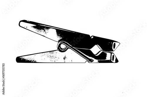Vector Black clothespin depicts laundry fastening.