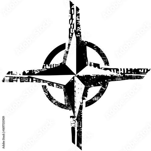Vector Distressed Compass Rose Vector