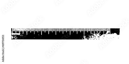 Vector Distressed ruler with fragmented edges and textured details.