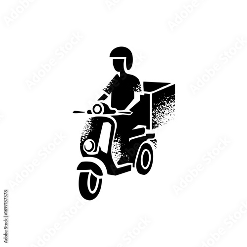 Vector Delivery rider on a scooter transports a package.