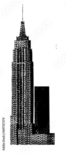 Vector Detailed of a towering skyscraper with a neighboring building.