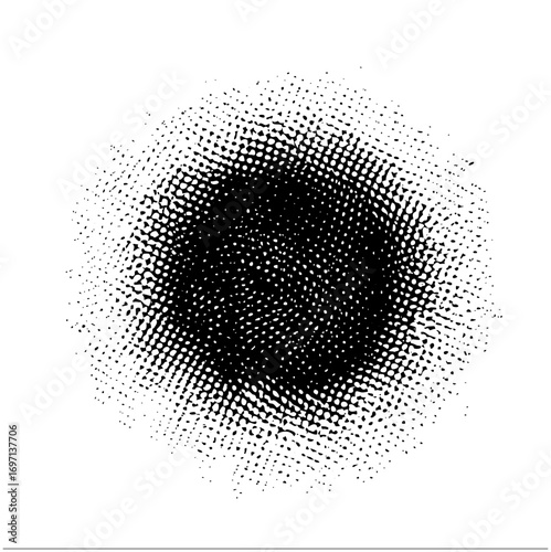 Vector Abstract burst of scattered dots creates a dynamic circular .