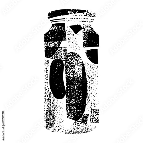 Vector Black and white of a pickle in a jar.