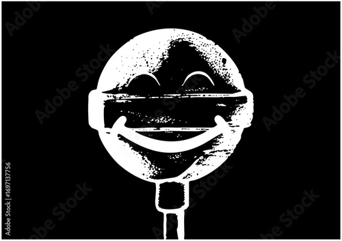 Vector Joyful face with sunglasses and a cheerful grin .