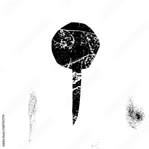 Vector Distressed pushpin with scattered speckles