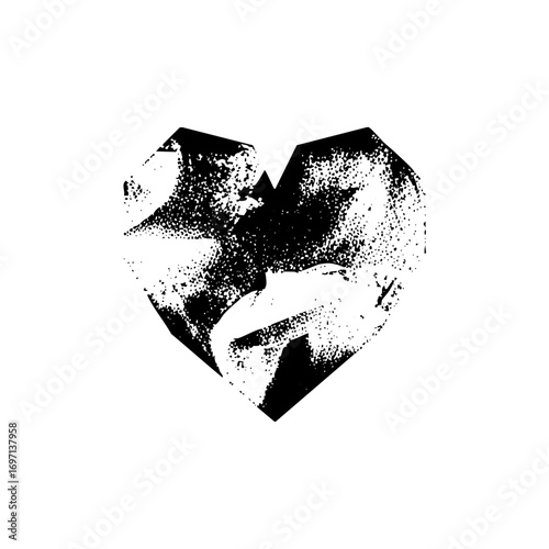 Vector Broken heart with distressed texture