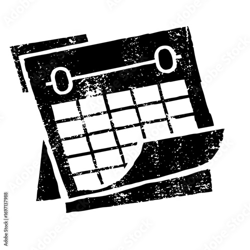 Vector Distressed calendar displays a month with marked date.