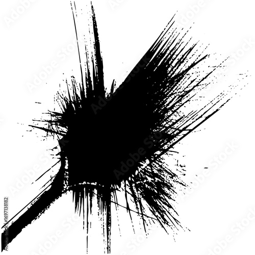 Vector Dynamic burst of black brushstrokes creates an energetic abstract .