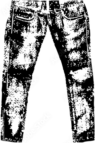 Vector Distressed denim jeans with ripped knees