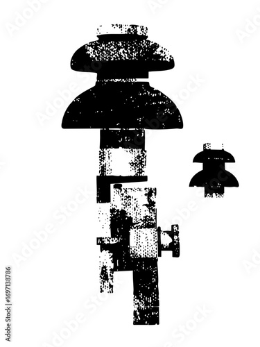 Vector Industrial insulators and valve in monochrome style.